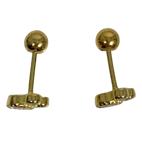 Mickey Mouse CZ Screwback Earrings 18K Over 925 Sterling Silver 20 Gauge - Picture 2 of 5